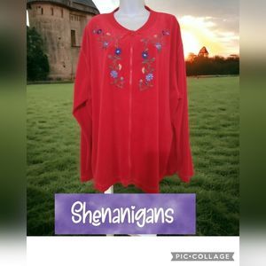 Shenanigans red zip velvet sweatshirt
